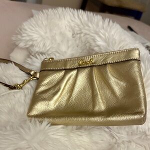 Coach Metallic Gold Wristlet Clutch